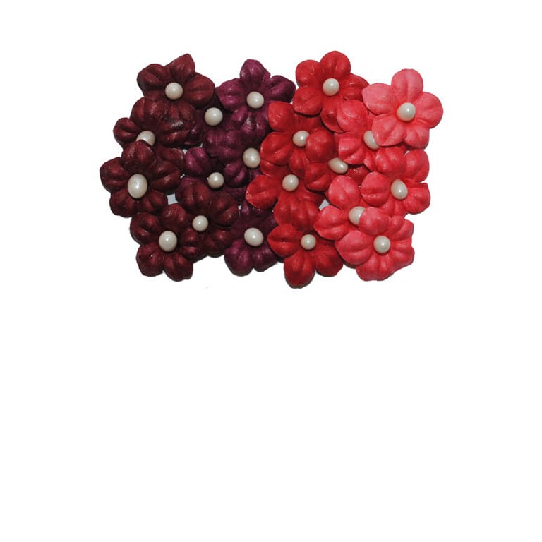 Blommix - Små blommor med pärlor - 20st - Röda