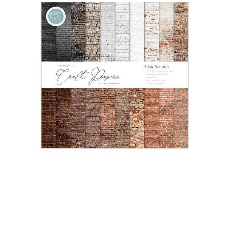 Pappersblock - 30x30cm - Brick Textures - 30st
