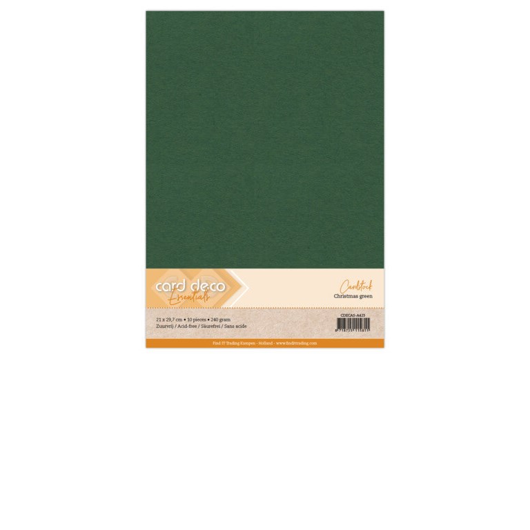 Enfärgad Cardstock A4 - 10st ark - Mörkgrön - Slät
