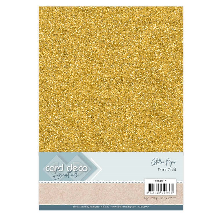 Glittrig Cardstock - Dark Gold - A4 - 6st