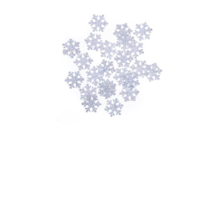 Snöflingor med glitter - Vita - 24st