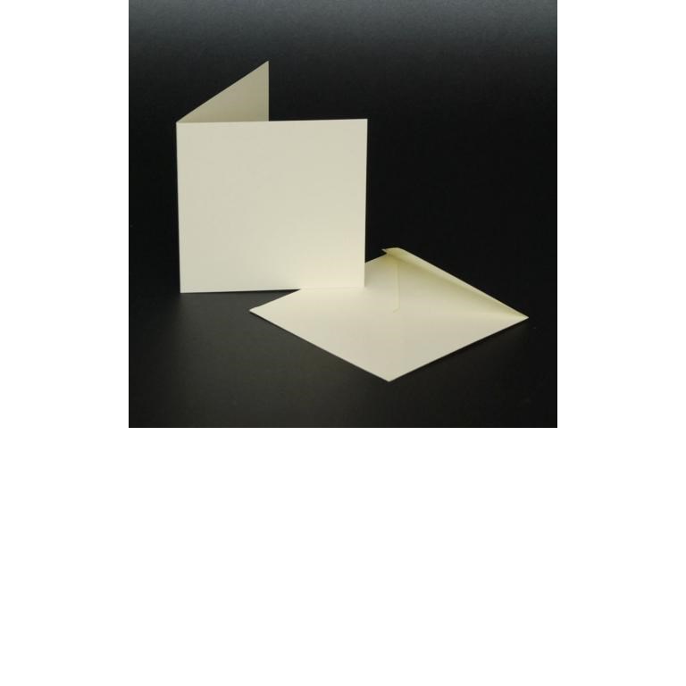 Kort & Kuvert - 14,7x14,7cm - Creme med linnestruktur - 50st