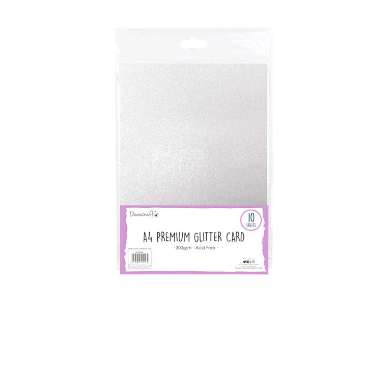 A4 Glitter Card - Silver - 10st
