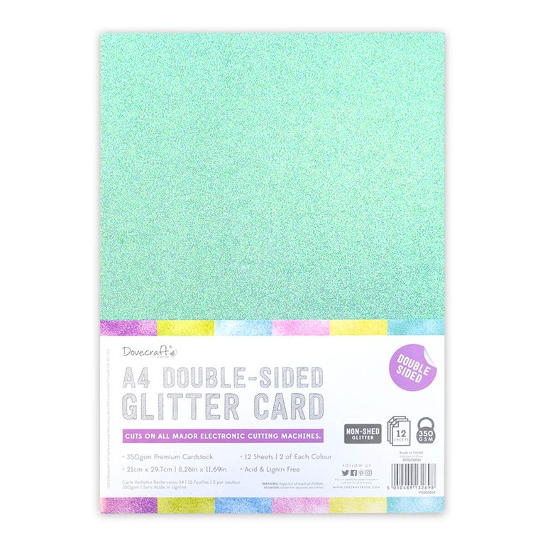 A4 Double Sided Bumper Glitter Pack - Rainbow Pastel - 350gsm - 12st