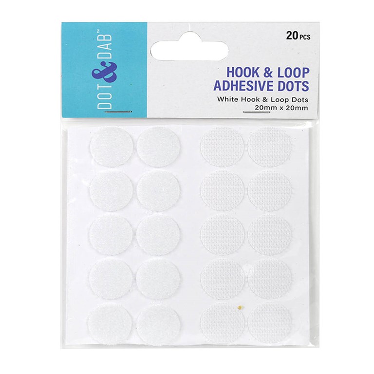 Hook & Loop - Vit självhäftade kardborre - 2cm - 10st set