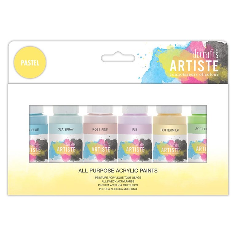 Akrylfärg - Paket med 6st färger - Pastel