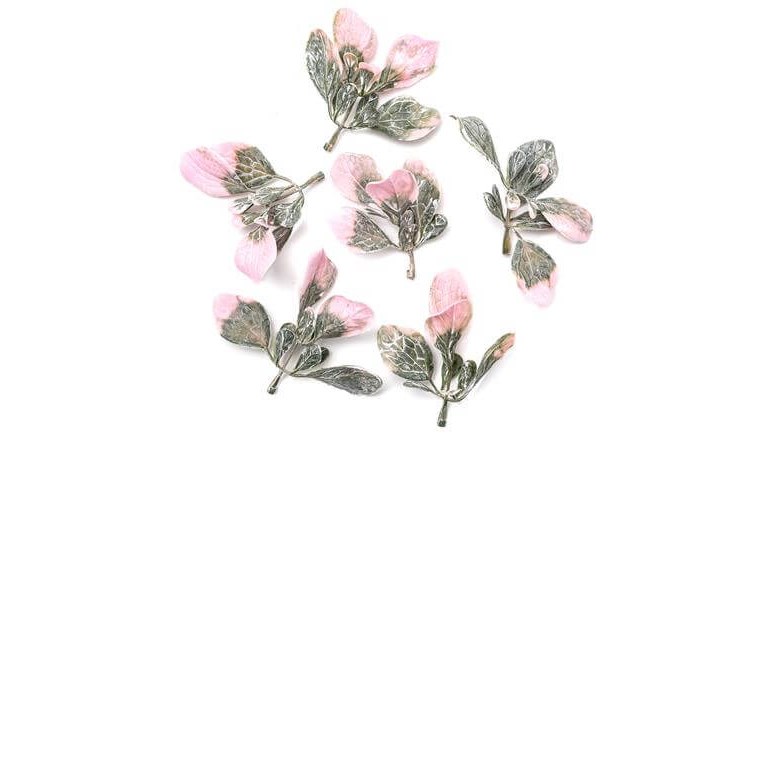 Dekorativa kvistar - Rosa & Gröna blad - 6st