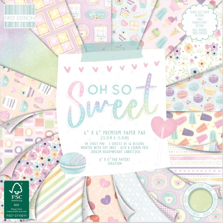 Paper pad - First Edition - Oh So Sweet - 15x15cm - 48st