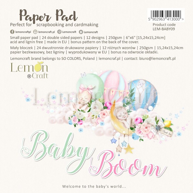 Scrapbookingpapper - 15x15cm - Baby Boom