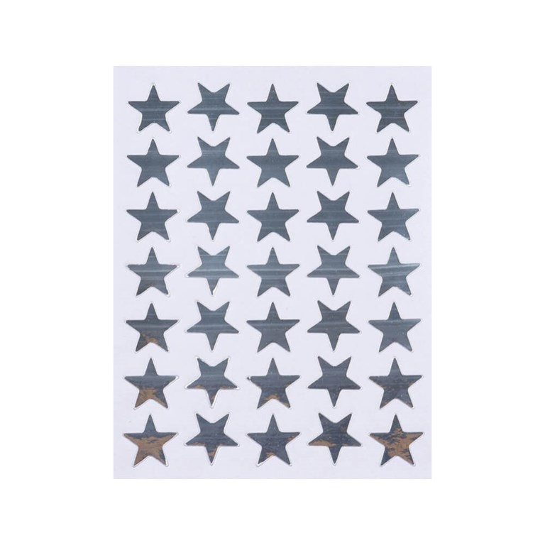 Stickers - Silvriga Stjärnor - 10st ark - 350st