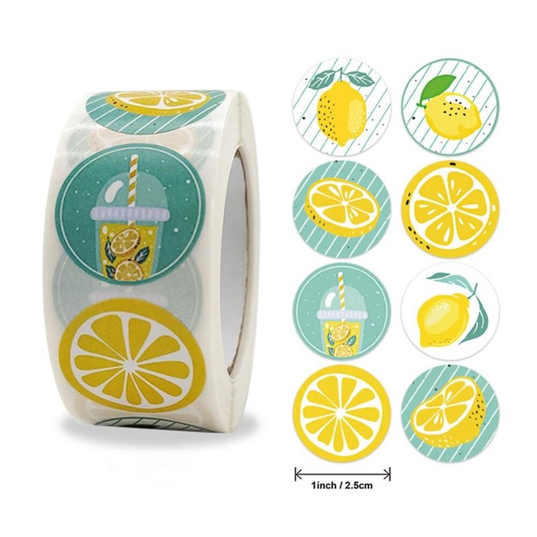 Stickers på rulle - Citroner - 500st