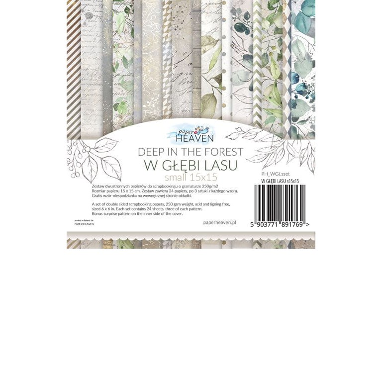 Scrapbookingpapper - 15x15cm - Deep in the forest