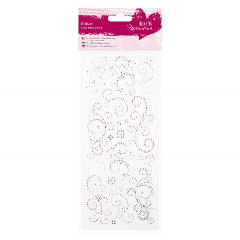 Glitter Dot Stickers - Flourishes - Teal and Pink