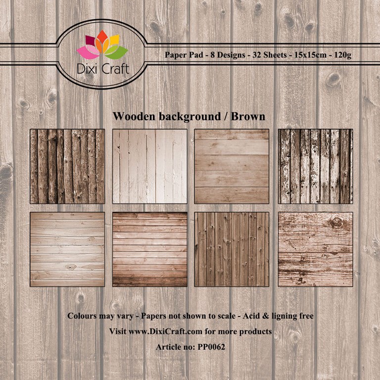 Pappersblock - Dixi Craft - Wooden Background Brown - 15x15cm