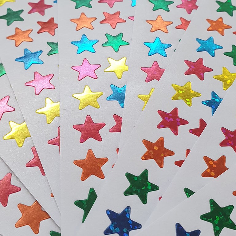 Stickers - Holografiska stjärnor - Små - 10st ark