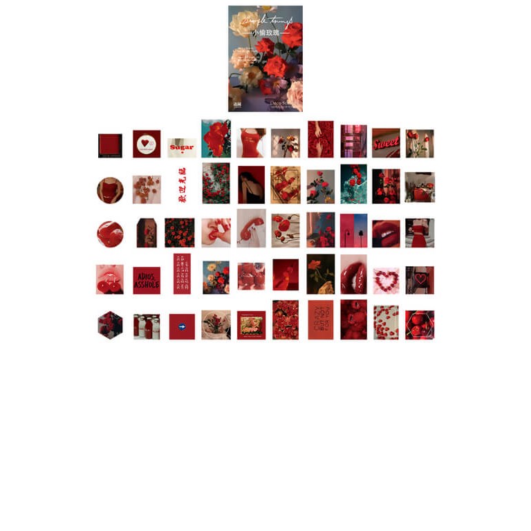 Stickers - Blandade röda motiv - 100st