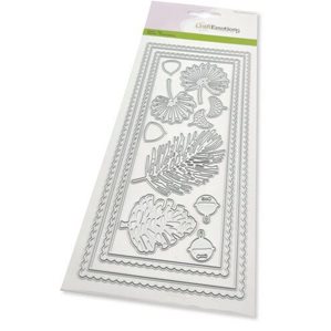 Craft Emotions Dies - Slimline scalop - Xmas Floristics Card
