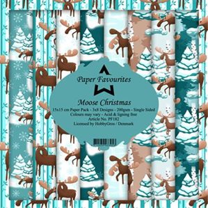 Scrapbookingpapper - 15x15cm - Moose Christmas