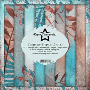 Scrapbookingpapper - 15x15cm - Turquoise Tropical Leaves