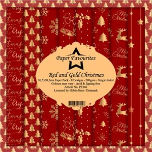 Scrapbookingpapper - 30x30cm - Red and Gold Christmas