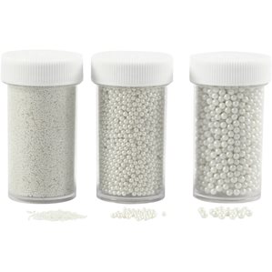 Mini glaspärlor (utan hål) - 3 burkar - Pärlemor