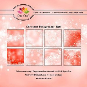 Pappersblock - DIXI Craft - Christmas Background Red - 15x15cm