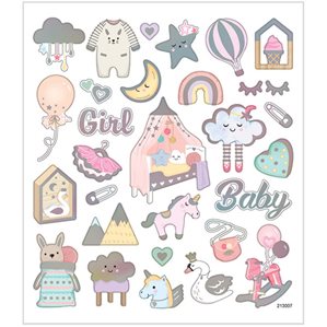 Ark med stickers 15x16,5cm - Baby girl