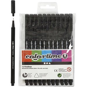 Colortime Fineliners - Svart - 12-pack