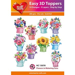 Easy 3D - Toppers - Glitter - Flowers in watering cans
