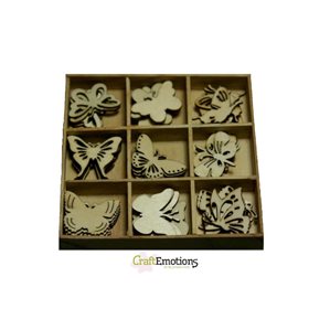 Box med trädekorationer - Fjärilar