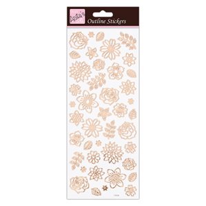 Outline Stickers - Flowers - Rose Gold On White