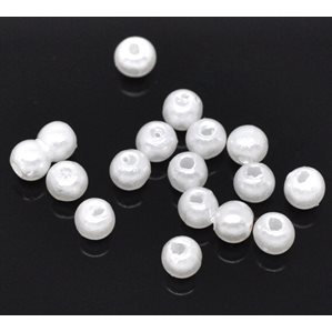 Akrylpärlor - Vita med pärlemoryta - 4mm - 2000st
