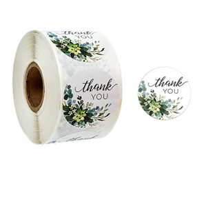 Stickers på rulle - Thank You Flowers - 500st