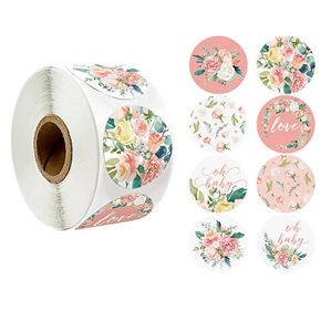 Stickers på rulle - Blommor Love - 500st