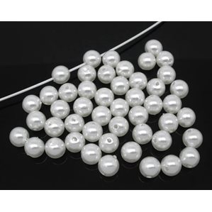 Akrylpärlor - Pärlemorskimrande - Vit - 300st - 8mm