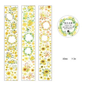 Stickers på rulle att klippa ut - Gula blommor - 3m