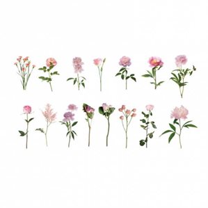 Stickers - Mixade blommor rosa - 45st