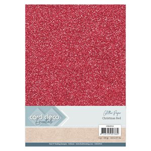 Glittrig Cardstock - Christmas Red - A4 - 6st