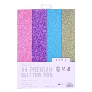 Glittriga A4 papper i mixade färger - Pastels - 24st