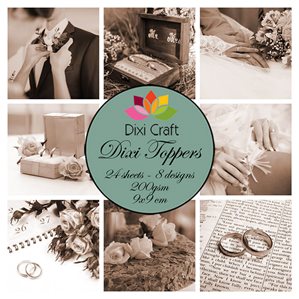 Pappersblock - DIXI Craft - Toppers Wedding Sepia - 9x9cm