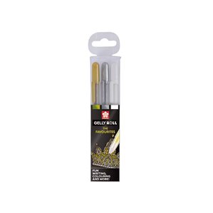 3-Pack - Gelly Roll Basic - Gel Pens - Vit, Silver, Guld