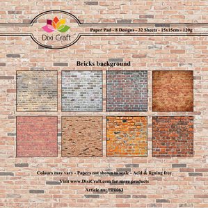 Pappersblock - DIXI Craft - Bricks Background - 15x15cm