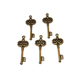 Storpack Charms - Antika nycklar stora - Guldfärgade - 30st