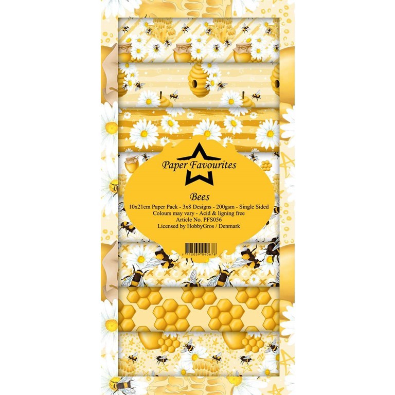 Scrapbookingpapper - Slimline - Bees -10x21cm