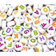 Alfabetpärlor - Vita med färgade bokstäver - 500st