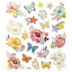 Ark med stickers 15x16,5cm - Blommor och fjärilar
