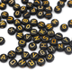 Bokstavspärlor - Svarta med guldiga bokstäver - 500st
