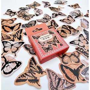 Stickers - Fjärilar naturfärgade - 46st