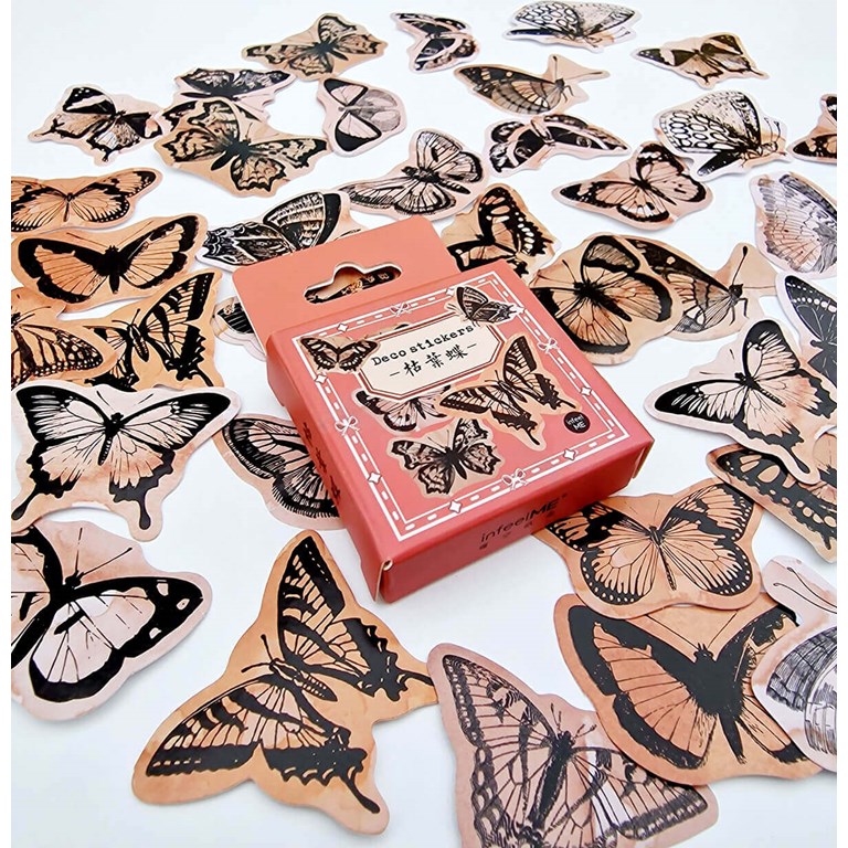 Stickers - Fjärilar naturfärgade - 46st