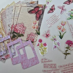 Dekorpaket - Papper, Diecuts & Stickers - Rosa